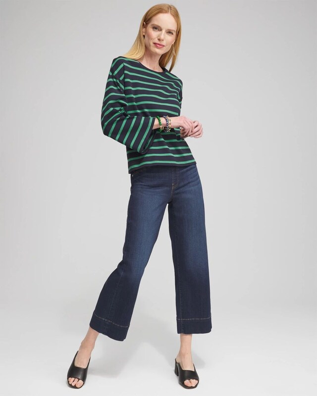 Stripe Wide Sleeve Top - image 2